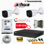 Pack 2 Caméras DAHUA 2mp ColoVu Led étanche