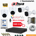 Pack 4 Cameras Dahua 2mp Micro intégré ColorVu