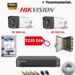 Pack HIKVISION 2 cameras 80 Mètres 2mp