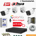 Pack 4 Cameras Dahua 5mp Micro intégré ColorVu
