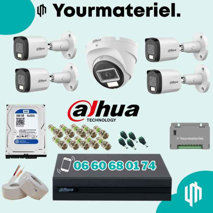 Pack dahua 5 caméras 2mp couleur Promotion 2025 – Image 1