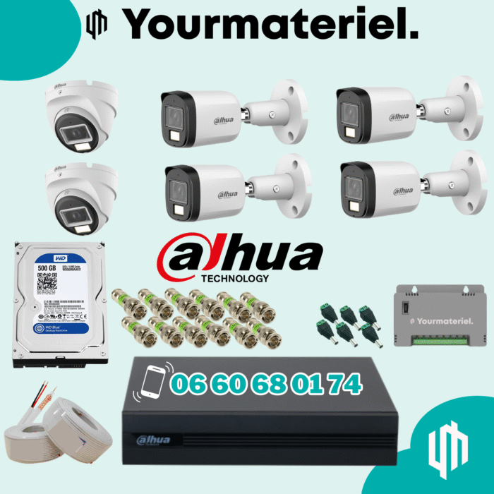 Pack dahua 6 caméras 2mp couleur Promotion 2025 – Image 1