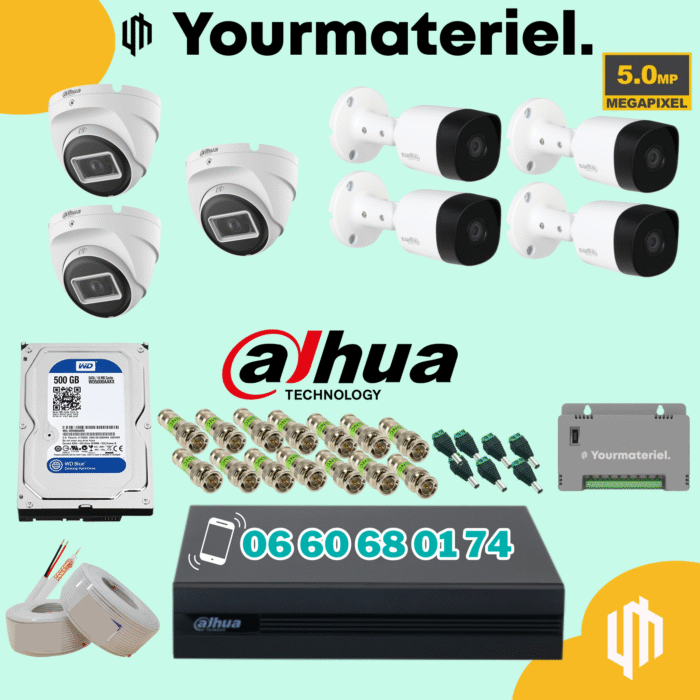 Pack dahua 7 caméras 5mp Promotion 2025 – Image 1