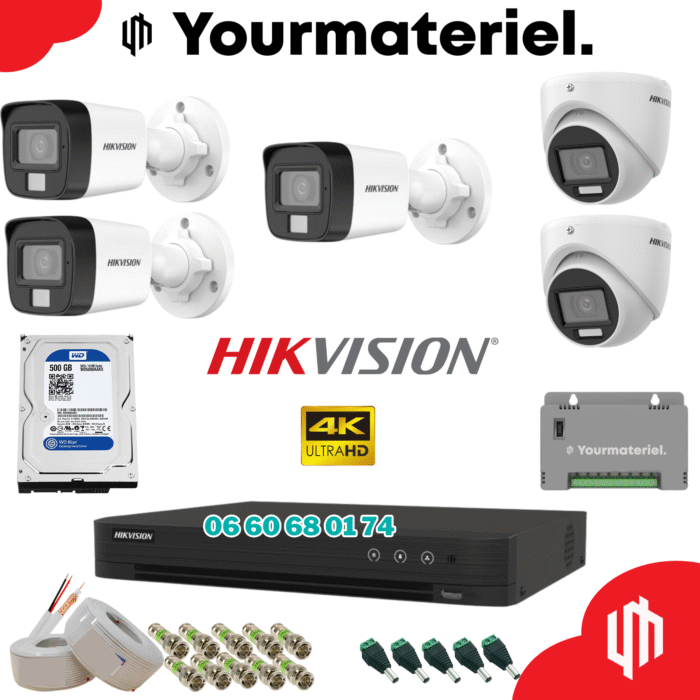 Pack Hikvision 5 cameras couleur  4K/8mp Offres Spéciales 2025 – Image 1