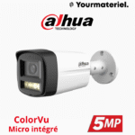 Camera DAHUA 5mp Smart light plus étanche couleur audio  HAC-HFW1500TLMP-IL-A