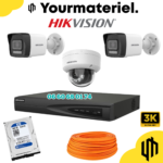 Pack 3 Caméras IP Hikvision 6MP / 3k  Audio Couleur