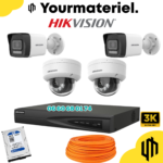 Pack 4 Caméras IP Hikvision 6MP / 3k  Audio Couleur