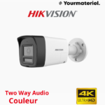 Hikvision DS-2CE16U0T-LTS – Caméra Bullet Turbo HD 4K 8MP avec Audio Bidirectionnel, Smart Hybrid Light et IP67