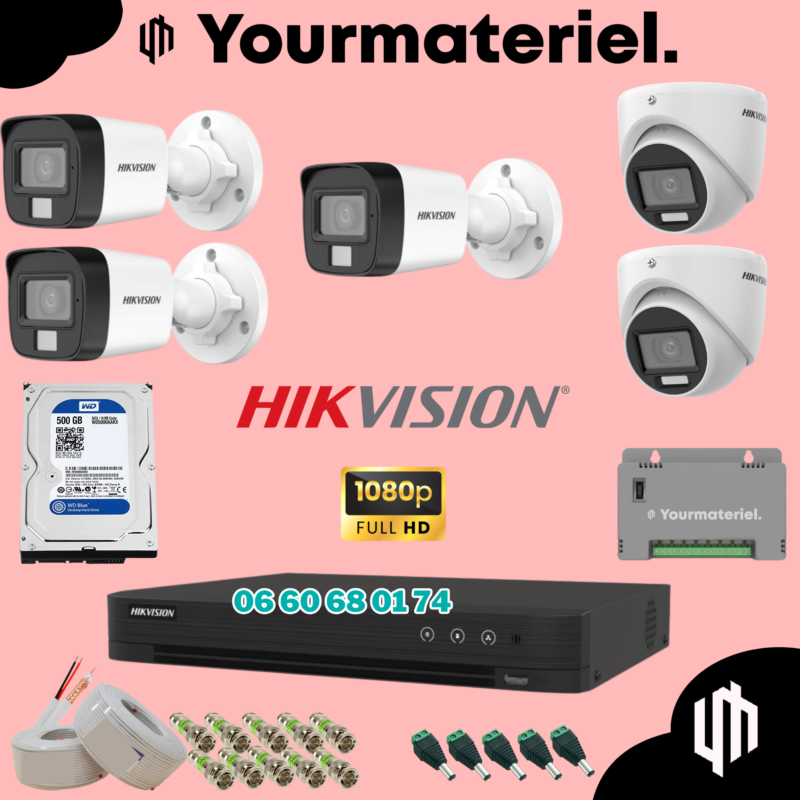Pack Caméra de Surveillance Hikvision 5 cameras couleur 2mp