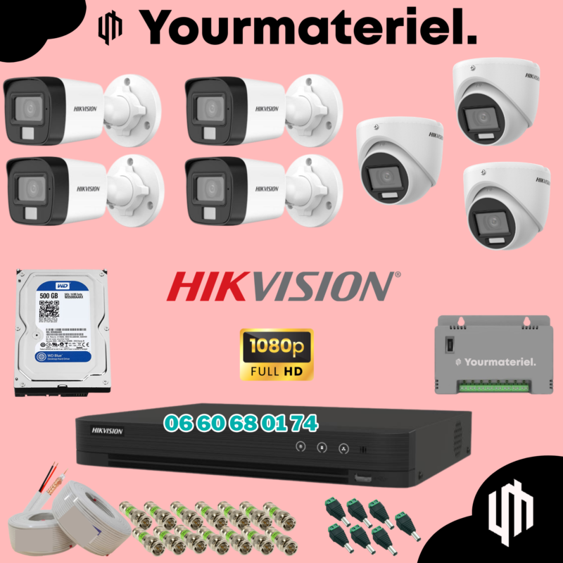 Pack Caméra de Surveillance Hikvision 7 cameras couleur 2mp