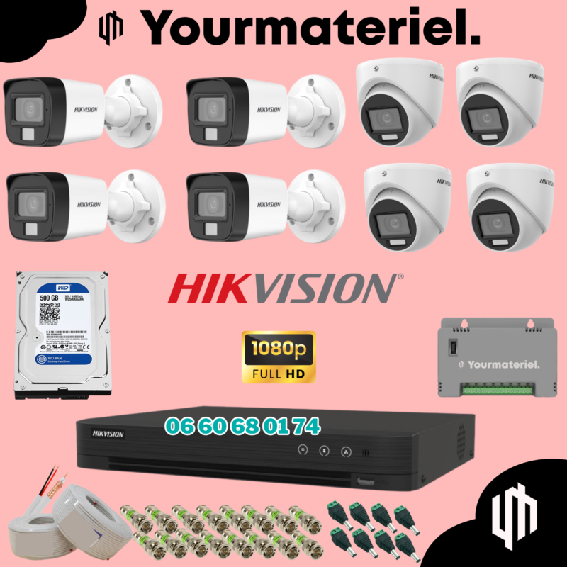 Pack Caméra de Surveillance Hikvision 8 cameras couleur 2mp